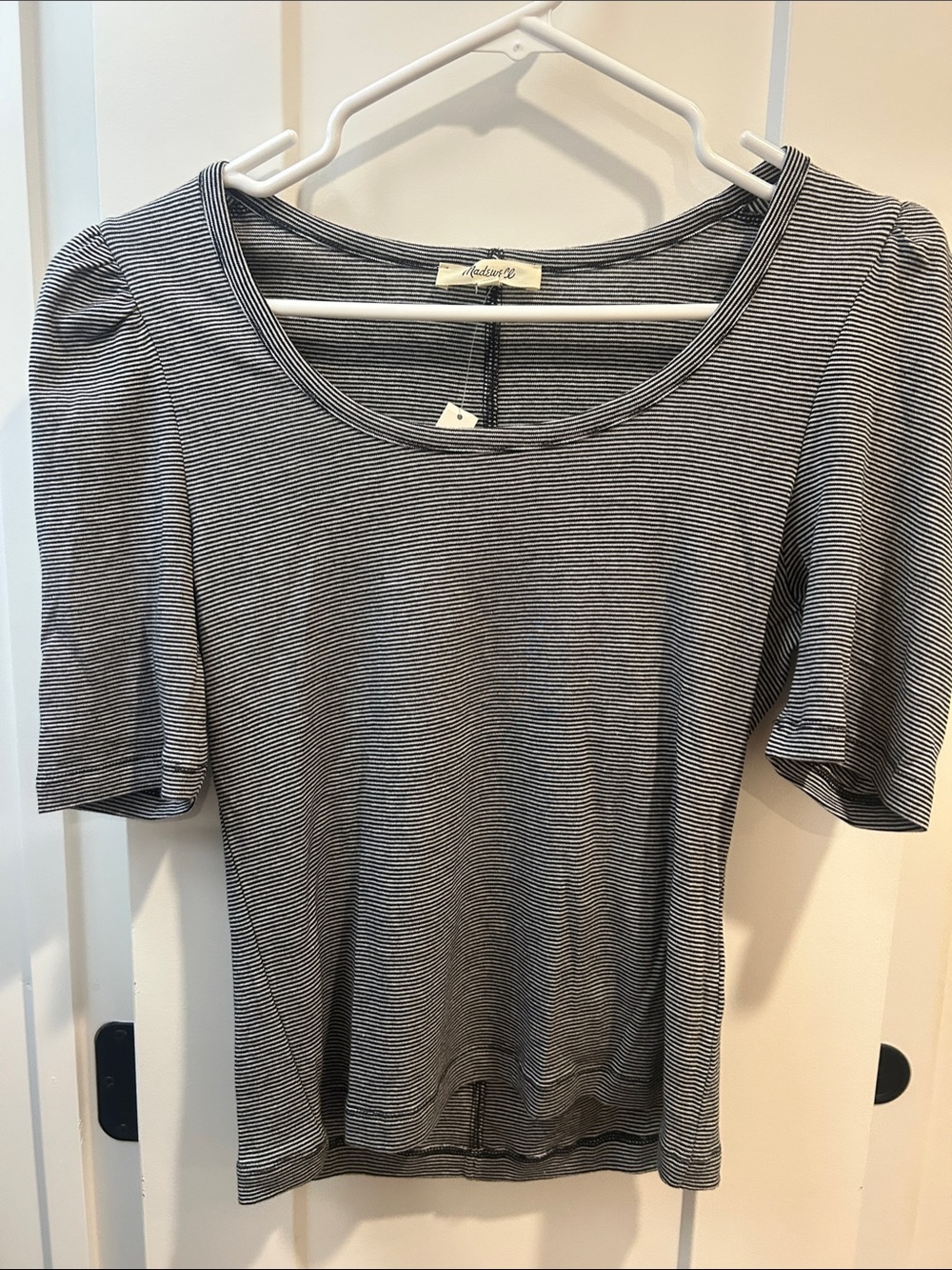 Madewell Black & White Striped Scoop Neck Tee